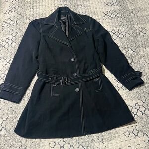 Style & Co Women's XL Black and White Stitched Lined Trench Coat